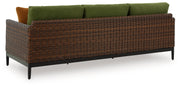 Horizon Hall Outdoor Sofa and 2 Chairs with Coffee Table in Brown/Green from Ashley - DMV Furniture