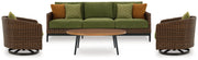 Horizon Hall Outdoor Sofa and 2 Chairs with Coffee Table in Brown/Green from Ashley - DMV Furniture