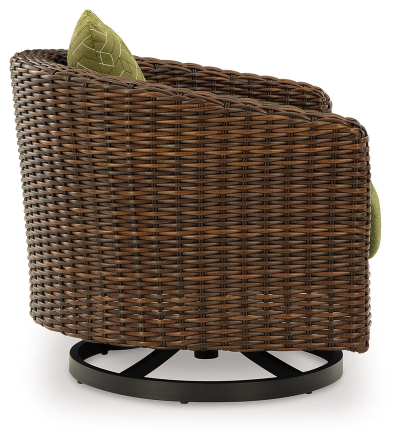 Horizon Hall Outdoor Sofa and 2 Chairs with Coffee Table in Brown/Green from Ashley - DMV Furniture