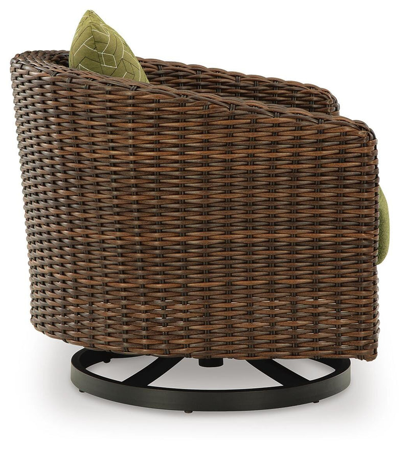 Horizon Hall Outdoor Sofa with 2 Lounge Chairs in Brown/Green - PKG021093