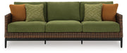 Horizon Hall Outdoor Sofa with 2 Lounge Chairs in Brown/Green - PKG021093