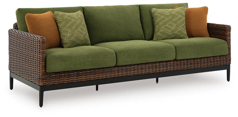 Horizon Hall Outdoor Sofa with 2 Lounge Chairs in Brown/Green - PKG021093