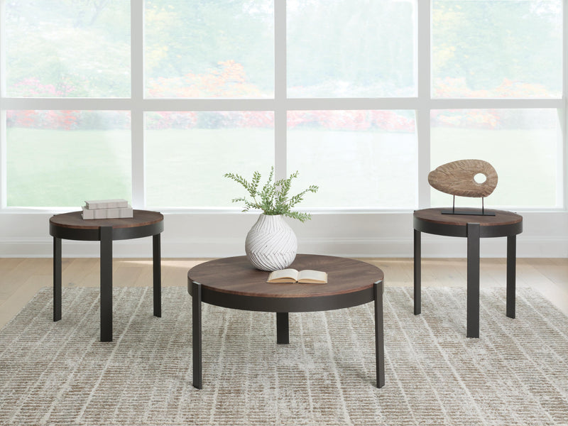 Horizon Hills Brown/Black Table (Set of 3) - T186-13