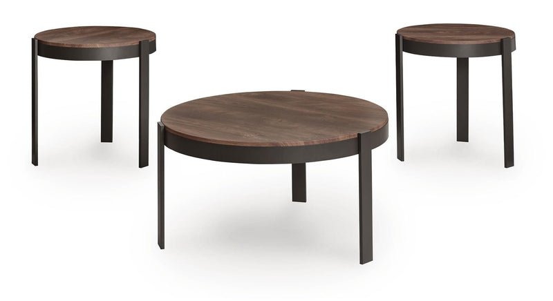 Horizon Hills Brown/Black Table (Set of 3) - T186-13