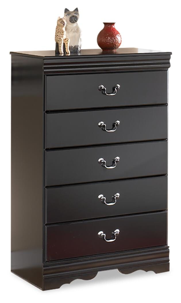Huey Vineyard Black Full Sleigh Bed, Chest and 2 Nightstands - B128B47