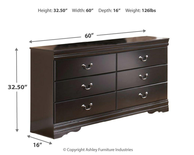 Huey Vineyard Black Full Sleigh Bed, Dresser, Mirror, Chest and Nightstand - B128B35