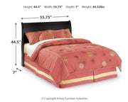 Huey Vineyard Full Sleigh Headboard Bed with Mirrored Dresser, Chest and 2 Nightstands in Black from Ashley - DMV Furniture