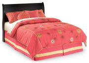 Huey Vineyard Full Sleigh Headboard Bed with Mirrored Dresser, Chest and Nightstand in Black from Ashley - DMV Furniture