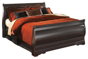 Huey Vineyard Queen Sleigh Bed with Mirrored Dresser, Chest and Nightstand in Black from Ashley - DMV Furniture