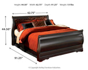 Huey Vineyard Queen Sleigh Bed with Mirrored Dresser, Chest and Nightstand in Black from Ashley - DMV Furniture