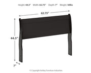 Huey Vineyard Queen Sleigh Headboard Bed with Mirrored Dresser and Chest in Black from Ashley - DMV Furniture
