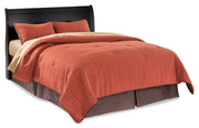 Huey Vineyard Queen Sleigh Headboard Bed with Mirrored Dresser, Chest and Nightstand in Black from Ashley - DMV Furniture