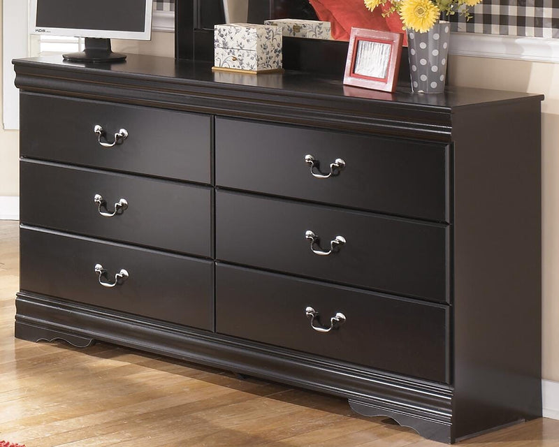 Huey Vineyard Twin Sleigh Headboard Bed with Dresser in Black - PKG002505