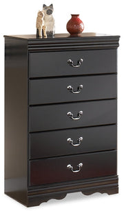 Huey Vineyard Twin Sleigh Headboard Bed with Mirrored Dresser and Chest in Black from Ashley - DMV Furniture