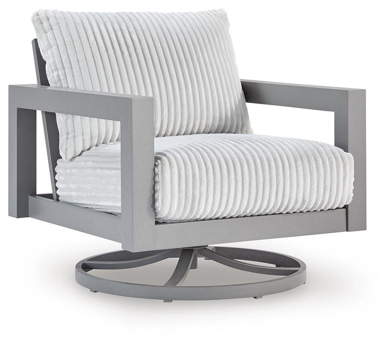 Hurley Park Gray Outdoor Sofa, 2 Lounge Chairs and Coffee Table - PCP695P2