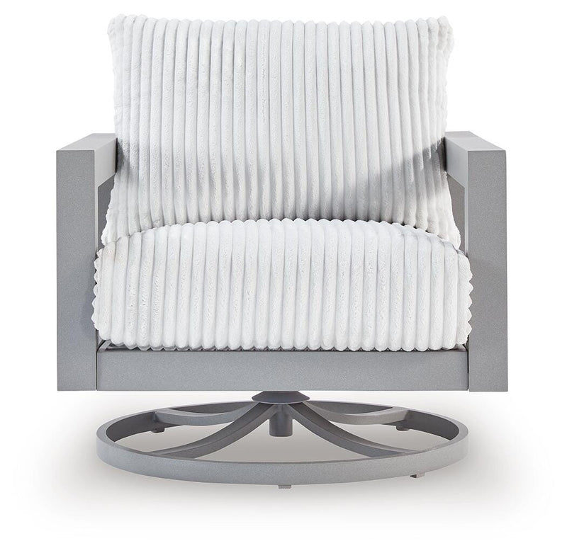 Hurley Park Outdoor Loveseat with 2 Lounge Chairs in Gray - PKG021154