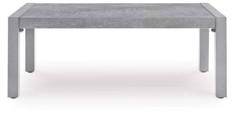 Hurley Park Outdoor Sofa and Loveseat with Coffee Table and 2 End Tables in Gray - PKG021165