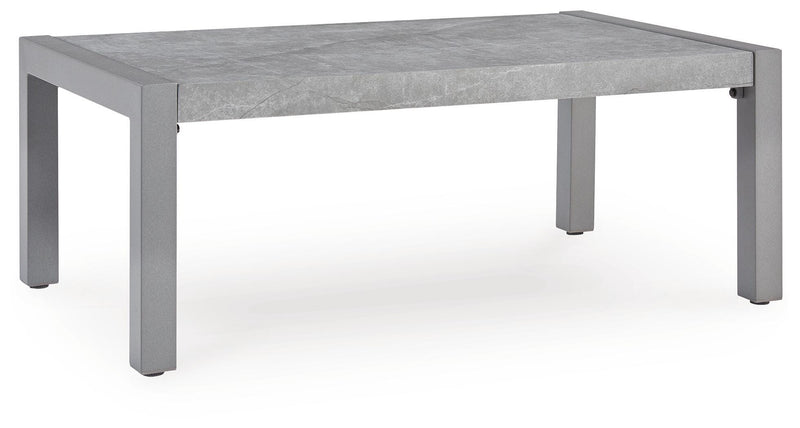Hurley Park Outdoor Sofa and Loveseat with Coffee Table and 2 End Tables in Gray - PKG021165