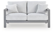 Hurley Park Outdoor Sofa and Loveseat with Coffee Table in Gray - PKG021164
