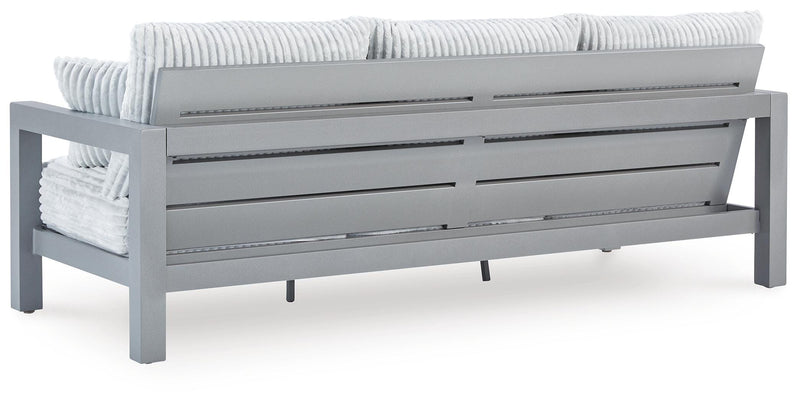 Hurley Park Outdoor Sofa and Loveseat with Coffee Table in Gray - PKG021164