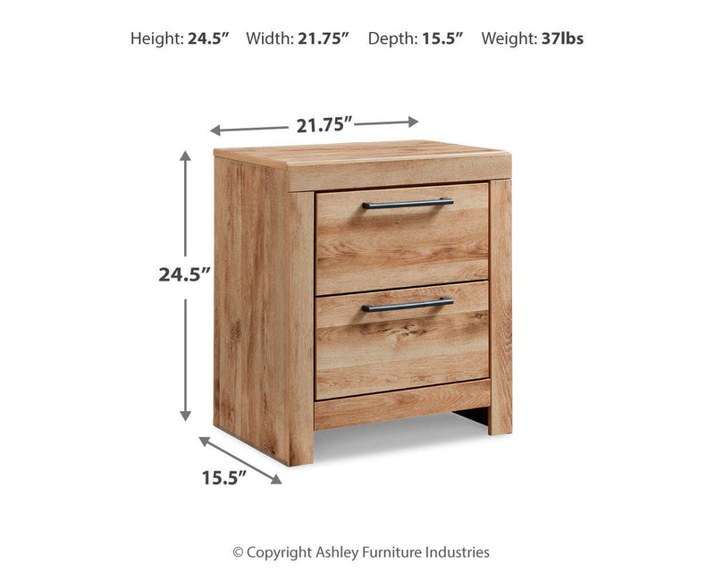 Hyanna Full Panel Bed with 1 Side Storage, Dresser, Mirror and Nightstand in Tan Brown - PKG015364