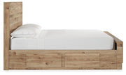 Hyanna Full Panel Bed with 1 Side Storage, Dresser, Mirror and Nightstand in Tan Brown - PKG015364