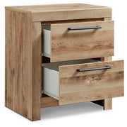 Hyanna King Panel Bed with Mirrored Dresser and 2 Nightstands in Tan Brown - PKG015320