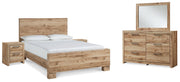 Hyanna King Panel Bed with Mirrored Dresser and 2 Nightstands in Tan Brown - PKG015320