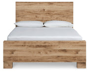 Hyanna King Panel Bed with Mirrored Dresser and 2 Nightstands in Tan Brown - PKG015320