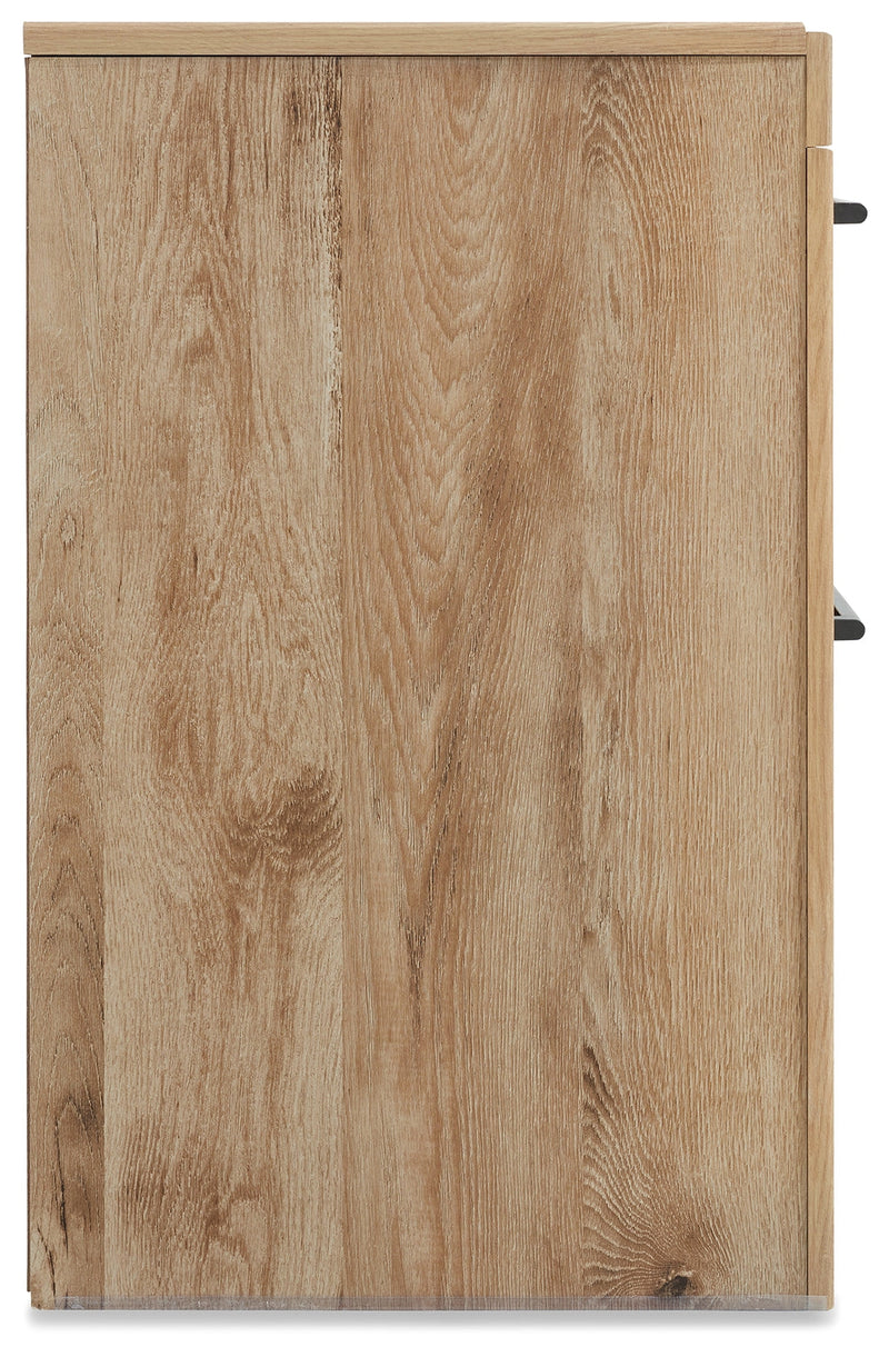 Hyanna King Panel Headboard with Mirrored Dresser and 2 Nightstands in Tan Brown - PKG015290