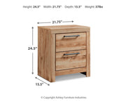 Hyanna King Panel Storage Bed with 1 Under Bed Storage Drawer, Dresser, Mirror and Nightstand in Tan Brown - PKG015334