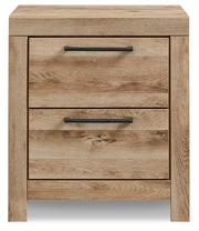 Hyanna King Panel Storage Bed with Mirrored Dresser, Chest and Nightstand in Tan Brown - PKG015330