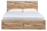 Hyanna Queen Panel Storage Bed with Mirrored Dresser, Chest and 2 Nightstands in Tan Brown - PKG015303