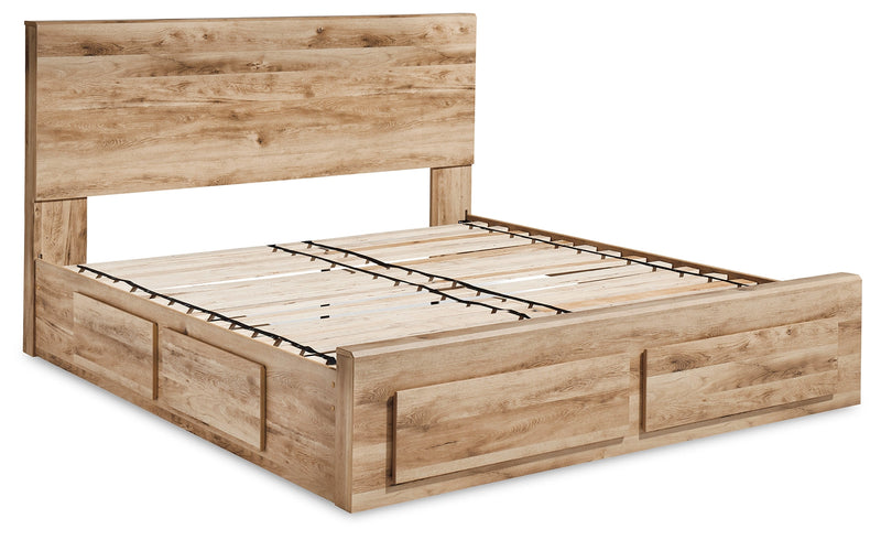Hyanna Queen Panel Storage Bed with Mirrored Dresser, Chest and 2 Nightstands in Tan Brown - PKG015315