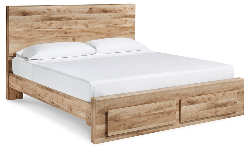 Hyanna Queen Panel Storage Bed with Mirrored Dresser, Chest and Nightstand in Tan Brown - PKG015306