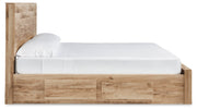 Hyanna Queen Panel Storage Bed with Mirrored Dresser, Chest and Nightstand in Tan Brown - PKG015312