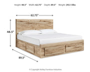 Hyanna Queen Panel Storage Bed with Mirrored Dresser, Chest and Nightstand in Tan Brown - PKG015318