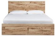 Hyanna Tan Brown King Panel Storage Bed, Dresser and 2 Nightstands - B1050B40