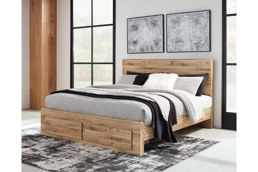 Hyanna Tan King Panel Storage Bed - DMV FurnitureKing Bed