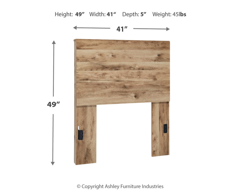 Hyanna Twin Panel Headboard with Mirrored Dresser and Chest in Tan Brown - PKG015275