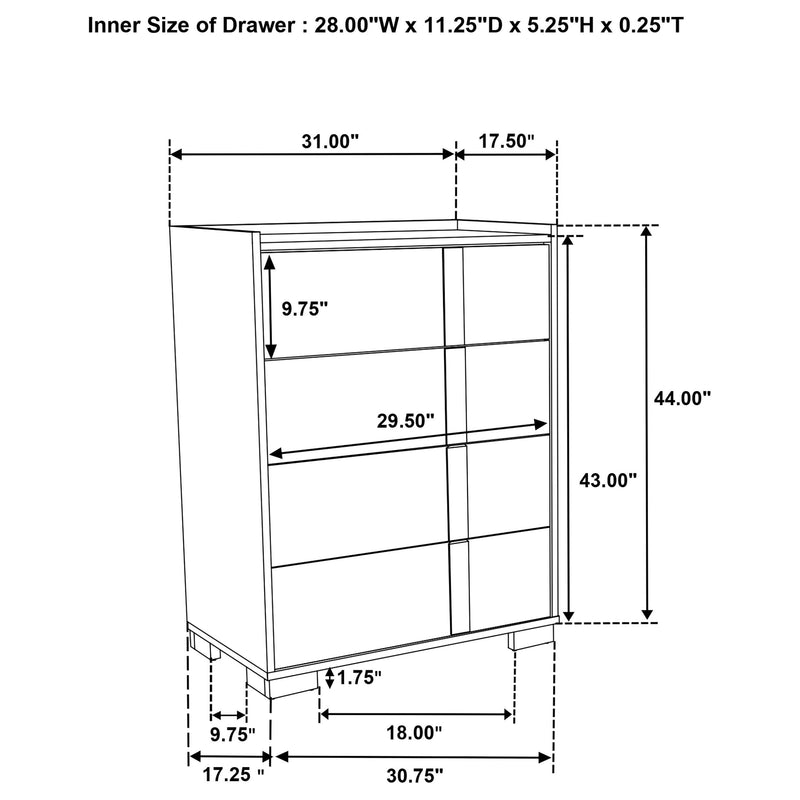 Hyland 4-drawer Chest of Drawers Natural - 215655