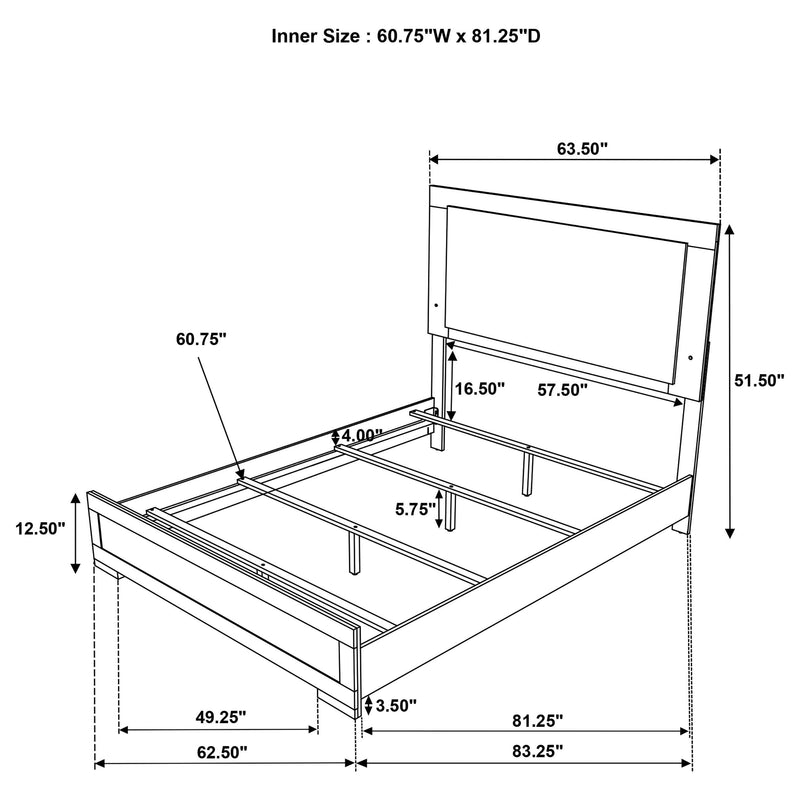 Hyland Wood Queen LED Panel Bed Natural and White - 215651Q