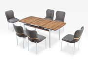 Inci Diningroom (Dining Table & 4 Dining Chair) in Walnut - 115-INC-SET-WL-4-SET
