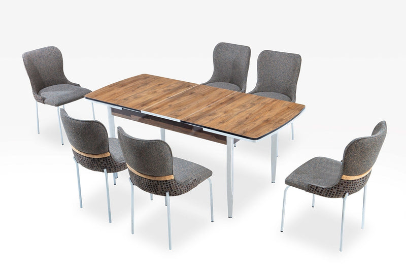 Inci Diningroom (Dining Table & 6 Dining Chair) in Walnut - 115-INC-SET-WL
