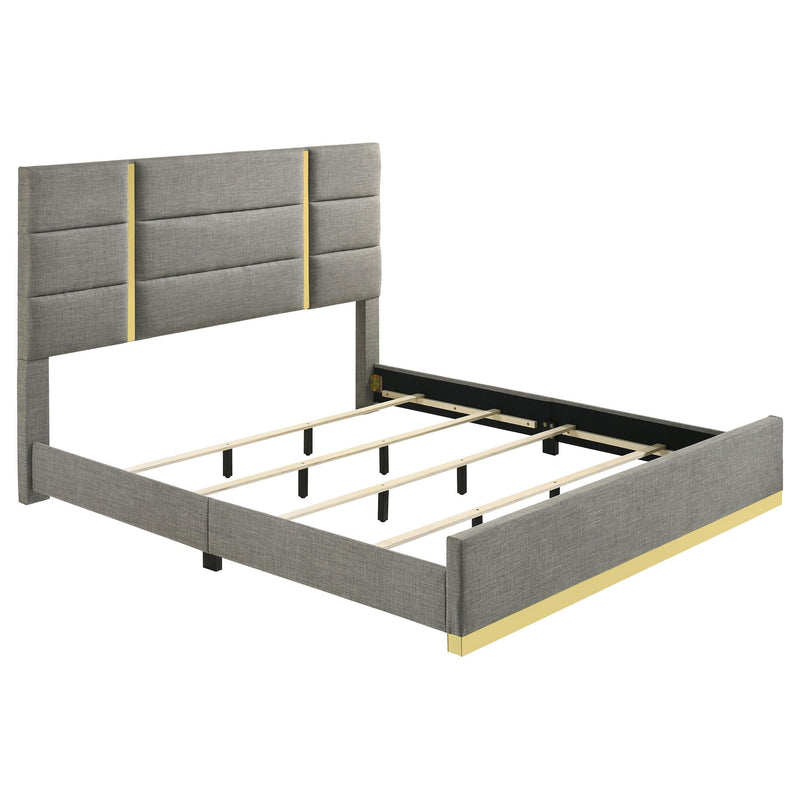 Ines 4-piece Eastern King Bedroom Set Grey and White High Gloss - 223091GRYKE-S4
