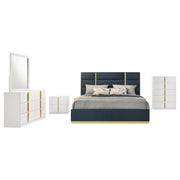 Ines 5-piece Queen Bedroom Set Navy and White High Gloss - 223091NVYQ-S5