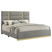 Ines 56-inch Fabric Upholstered Eastern King Panel Bed Grey - 223091GRYKE