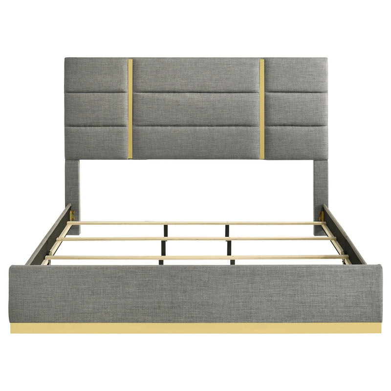 Ines 56-inch Fabric Upholstered Eastern King Panel Bed Grey - 223091GRYKE