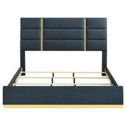 Ines 56-inch Fabric Upholstered Eastern King Panel Bed Navy - 223091NVYKE