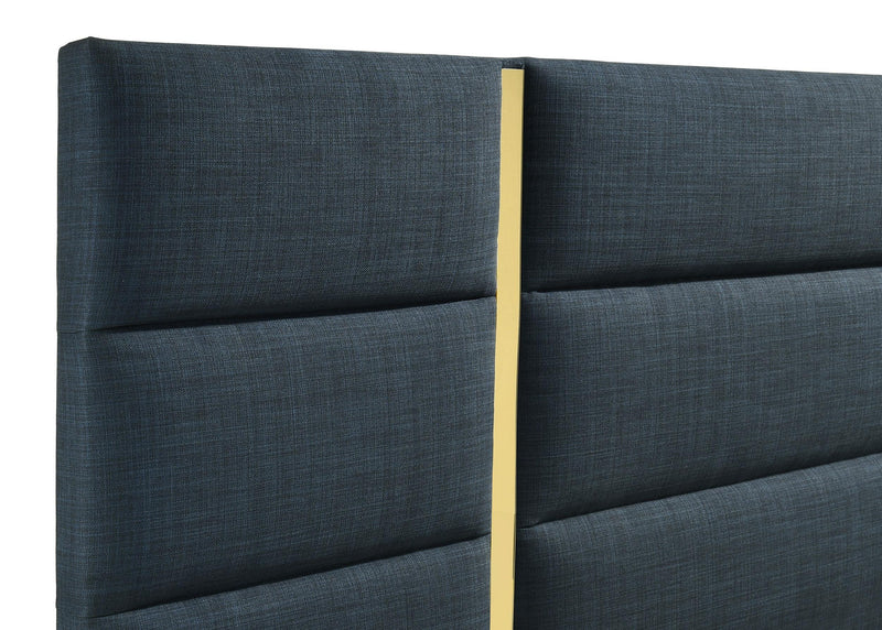 Ines 56-inch Fabric Upholstered Eastern King Panel Bed Navy - 223091NVYKE